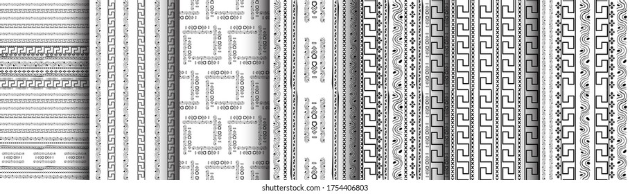 Set fasion black line on white backgraund with egypt motif Seamless pattern for fabric, print, wallpaper, packaging. Strocke trandy design.