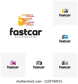 Set of Fast Car Automotive Logo Design Template. Electric car logo vector