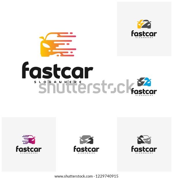 Set of Fast Car Automotive Logo Design Template.\
Electric car logo vector