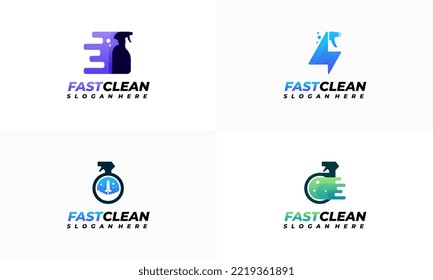 Set of Fast Cleaning logo designs concept vector, Cleaning Service logo symbol, Sprayer logo