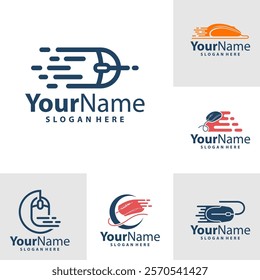 Set of Fast Computer Mouse logo design vector illustration. Mouse logo concept template