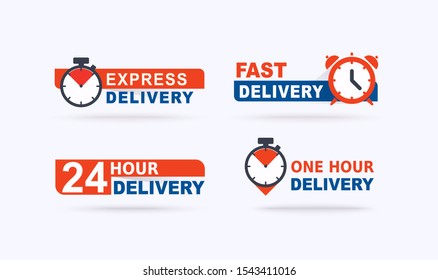 Set of fast delivery banners. Fast delivery, express and urgent shipping, services.