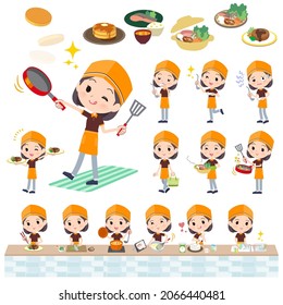 A set of Fast food clerk woman about cooking.It's vector art so easy to edit.