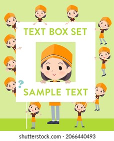 A set of Fast food clerk woman with a message board.Since each is divided, you can move it freely.It's vector art so easy to edit.