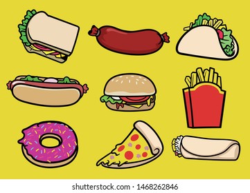 set of fast food collection
