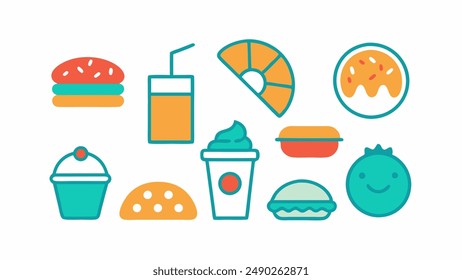 Set of fast food doodles on chalkboard. Vector illustration. Perfect for menu or food package design.