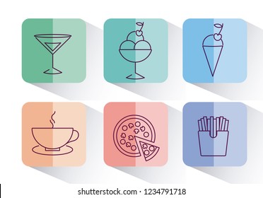 set of fast food and drink icon