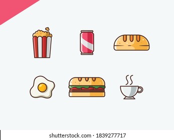 Set of Fast Food Filled Icon Vol. 3 - Fast Food Icon Set Vector Illustration Design.