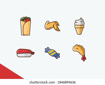 Set of Fast Food Filled Icon Vol. 5 - Fast Food Icon Set Vector Illustration Design.