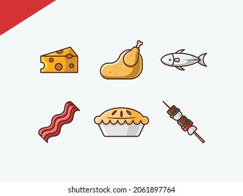 Set of Fast Food Filled Icon Vol. 9 - Fast Food Icon Set Vector Illustration Design.