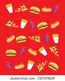 set of fast food in flat design