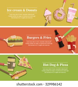Set of  fast food flayer