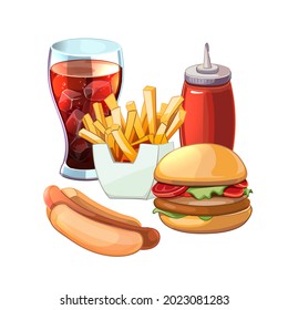 Set Fast Food French Fries Hamburger Stock Vector (Royalty Free ...