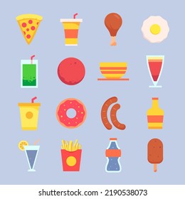 Set Of Fast Food Hawker Menu Icons