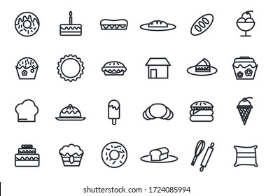 Food Line Icons Set Vector Illustration Stock Vector (Royalty Free ...