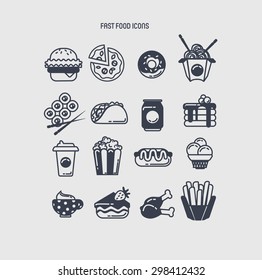 Set of fast food icons 