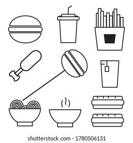 a set of fast food icons. for the restaurant icon or symbol.
