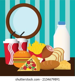 set of fast food icons vector