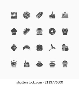 Set of fast food icons. For your design, logo. Vector illustration.