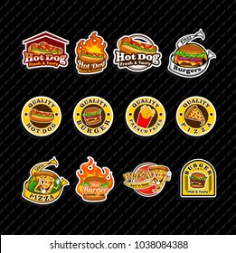 Set fast food illustration logo vector