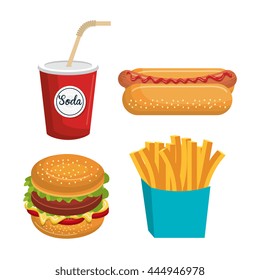 set fast food isolated icon design, vector illustration  graphic 