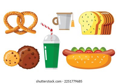 set of fast food isolated vector illustration