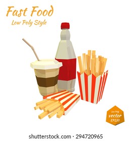 Set of fast food items. Vector illustration