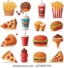 Set of fast food itens vector illustration