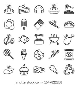 set of fast food restaurant icons with simple outline style, vector eps 10 