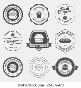 set of fast food restaurant labels, badges and design elements