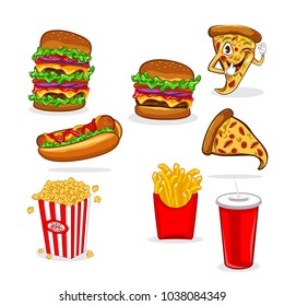 Set of fast food vector illustration