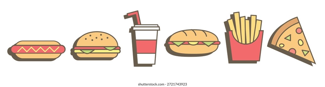 Conjunto de Ilustración vectorial de comida rápida