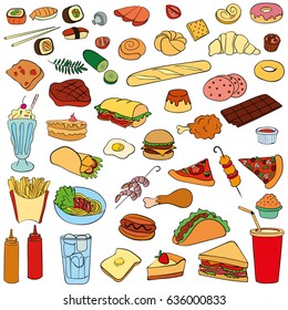 Set of fast food. Vector illustration, perfect for scrap-booking