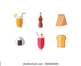 Icono plano Ilustración de un conjunto de iconos de comida rápida V4 - Ilustración de iconos planos - Ilustración de comida rápida - Símbolos, iconos, emoticonos, etiquetas Set.
