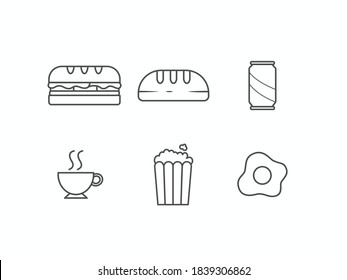 Set of Fast Foods Outline Icon Vol. 3 - Fast Food Icon Set Vector Illustration Design.