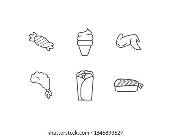 Set of Fast Foods Outline Icon Vol. 5 - Fast Food Icon Set Vector Illustration Design.