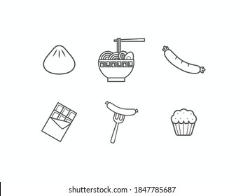 Set of Fast Foods Outline Icon Vol. 6 - Fast Food Icon Set Vector Illustration Design.