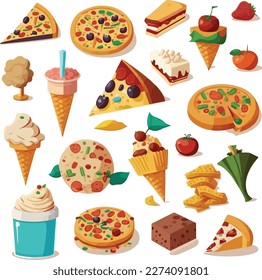 Conjunto de ilustraciones vectoriales de comida rápida