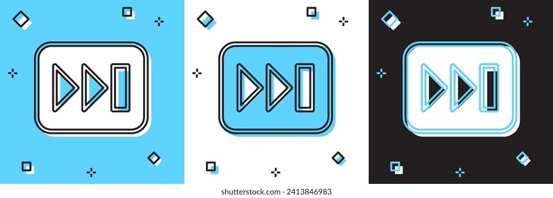 Set Fast forward icon isolated on blue and white, black background.  Vector