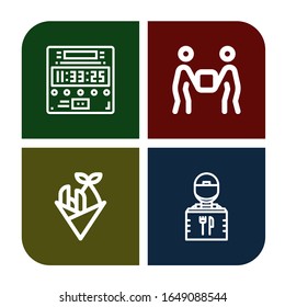 Set of fast icons. Such as Digital clock, Delivery, Fish and chips, Delivery guy , fast icons