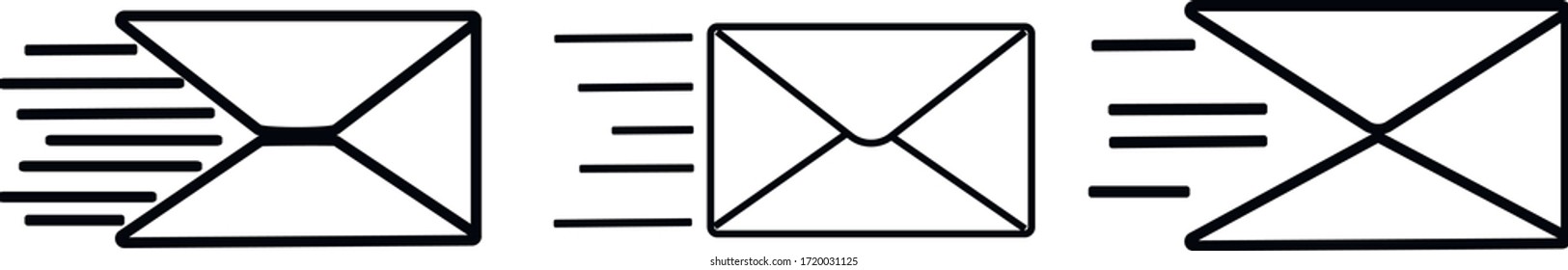 Set fast letters icons, send message signs - stock vector.