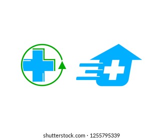 Set Of Fast Medical Logo Design Template