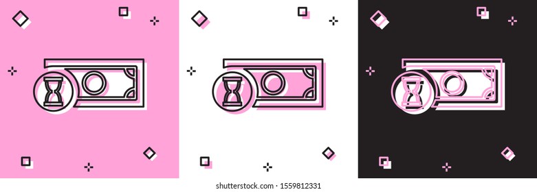 Set Fast payments icon isolated on pink and white, black background. Fast money transfer payment. Financial services, fast loan, time is money, cash back concept.  Vector Illustration