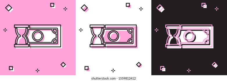 Set Fast payments icon isolated on pink and white, black background. Fast money transfer payment. Financial services, fast loan, time is money, cash back concept.  Vector Illustration