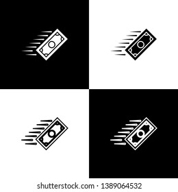 Set Fast payments icons isolated on black and white background. Fast money transfer payment. Financial services, fast loan, time is money, cash back concept. Vector Illustration