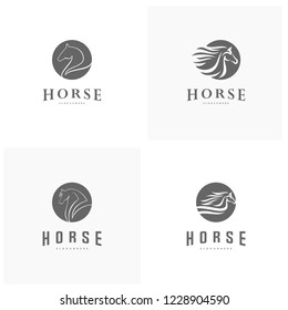Set of Fast speed horse logo design vector. Horse logo template
