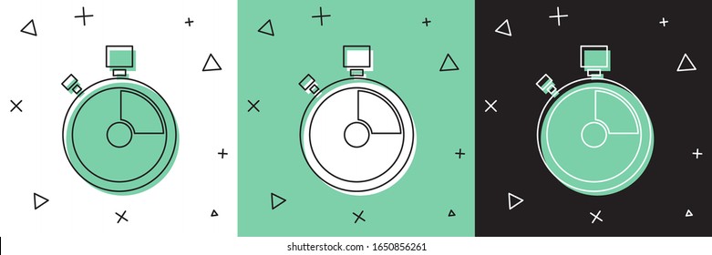 Set Fast time delivery icon isolated on white and green, black background. Timely service, stopwatch in motion, deadline concept, clock speed.  Vector Illustration