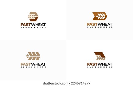 Set of Fast Wheat Logo designs concept vector, Wheat Food nutrition logo template