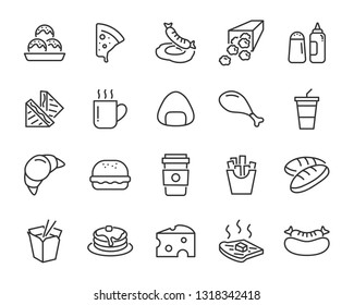 Set Of Fastfood Icons, Such As Frie, Junkfood, Breakfast, Meal