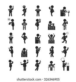 Set of fat man activities , Human pictogram Icons , eps10 vector format